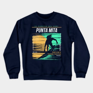 Retro Surfing Punta Mita, Mexico // Vintage Surfer Beach // Surfer's Paradise Crewneck Sweatshirt